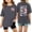 Gray, variant on VNKIDY Girls Kids Floral Print Graphic Tee Short Sleeve Crewneck Oversized T Shirt For Summer Daily Casual Wear Black 150