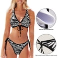 thumbnail image 3 of Dreamtimes Nice Zebra Texture Bikinis Swimsuit Set for Women Swimwear Triangle Bathing Suit Tie String Thong, X-Small, 3 of 7