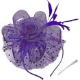 thumbnail image 4 of Gorro de Flor Malva BRILLAR Diadema con Plumas y Pinzas para el Té para Niñas y Mujeres, 4 of 5