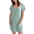 thumbnail image 1 of HXWCHs Robe Maxi Robe d'Été Décontractée pour Femmes Tenue Col Rond Couleur Unie Confortable Respirante Élégante avec Leggings Vert Clair P, 1 of 5