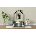 thumbnail image 6 of Full Size Metal House Platform Bed with Guardrail and Chimney, White, 6 of 9