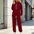 thumbnail image 5 of Womens Sweatshirts Hoodies Dqueduo Women's Two Piece High Neck Sports Suit Long Sleeve Drawstring And Jogger Pants Casual Pocket Set, Sizes S-XXL, 5 of 10