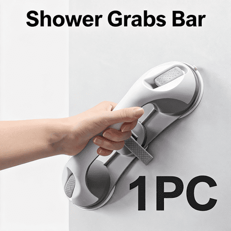 No Drill Required Grab Bar for Shower - Suction Cup Safety Handle with Strong Vacuum Lock, Non-Slip Ergonomic Grip, 240lb Capacity for Bathtub, Bathroom - Ideal for Elderly & Disabled