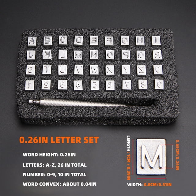 ICQOVD DIY Stamping leather Tool 36pcs 1/4 inch Leather Alphabet Letters Numbers