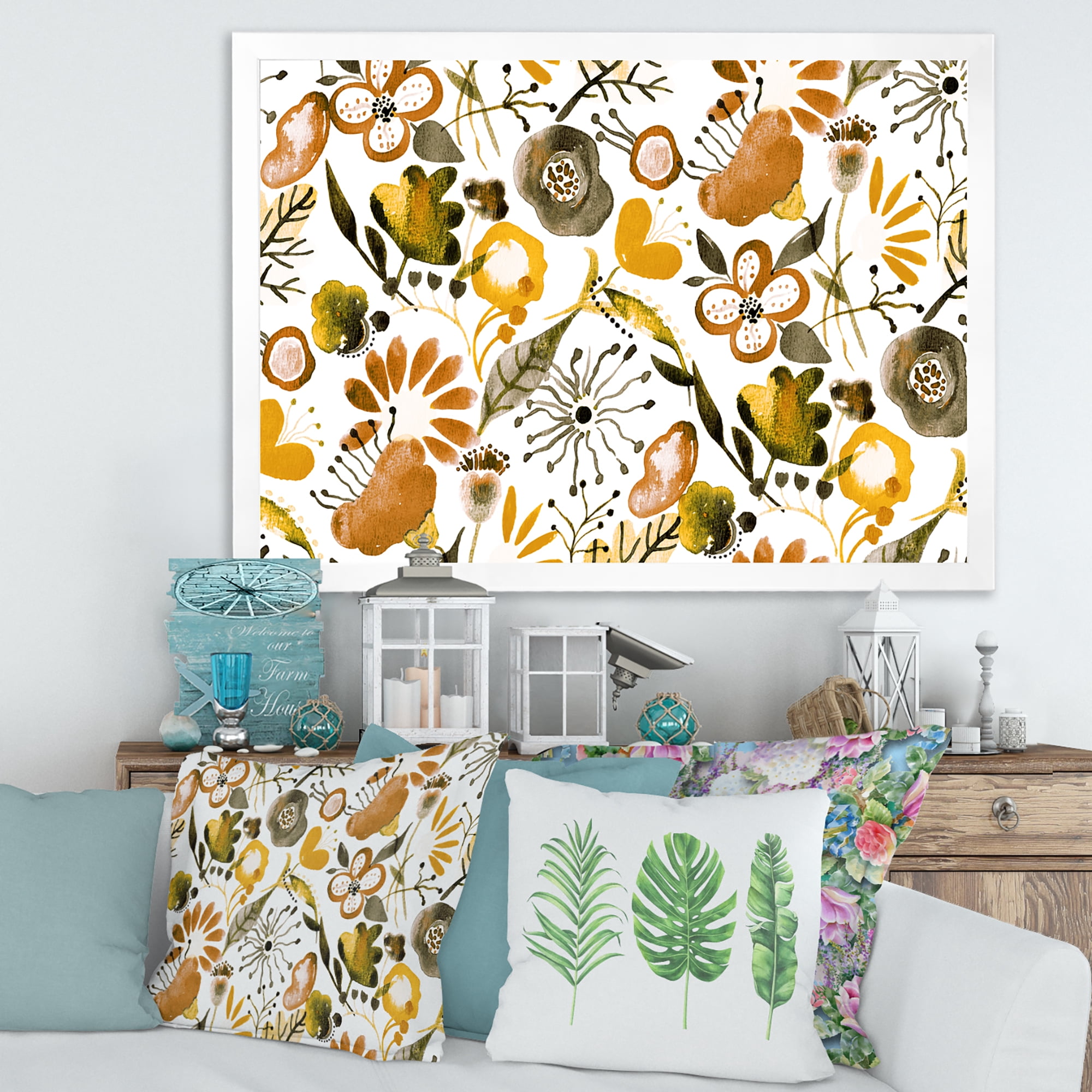 Designart 'Vital Abundance Of Wildflowers I' Modern Framed Art Print
