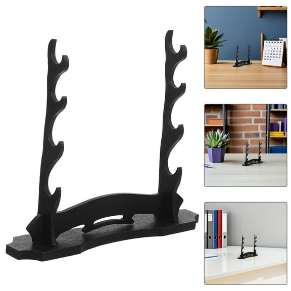 LOLIPPYY 3Pcs Wood Vertical Sword Display Stand Black Katana Holder for Collection