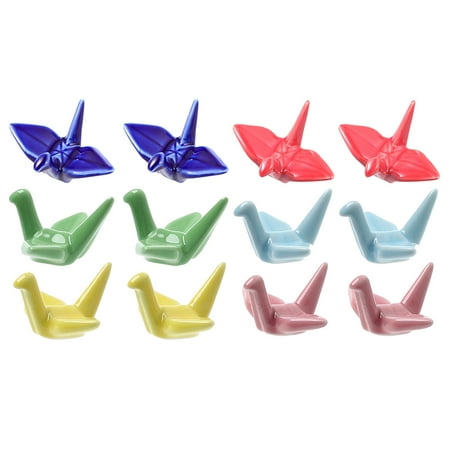 

Weijiyouyu 12pcs Paper Crane Ceramics Chopsticks Racks Spoon Forks Rest Chopsticks Stand