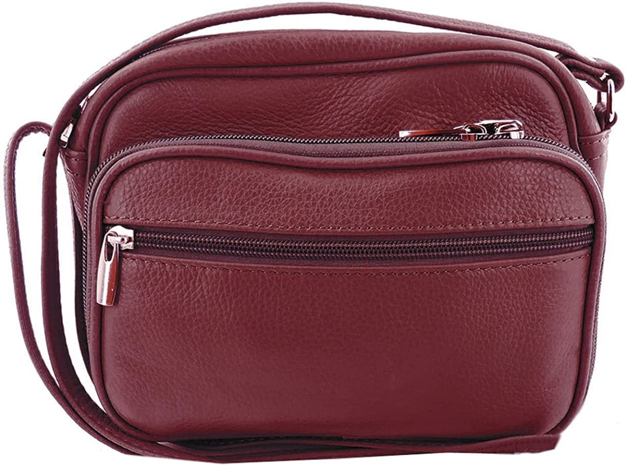 Cowhide Leather Womens Shoulder Purse Small Cross Body Organizer Bag