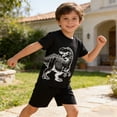 thumbnail image 2 of AWZXDE Summer Boys Beach Lightweight Mesh Tee And Shorts Set Playwear For 4-12 Years Outdoor Casual Kids Ensemble Black，7-8 Years, 2 of 8