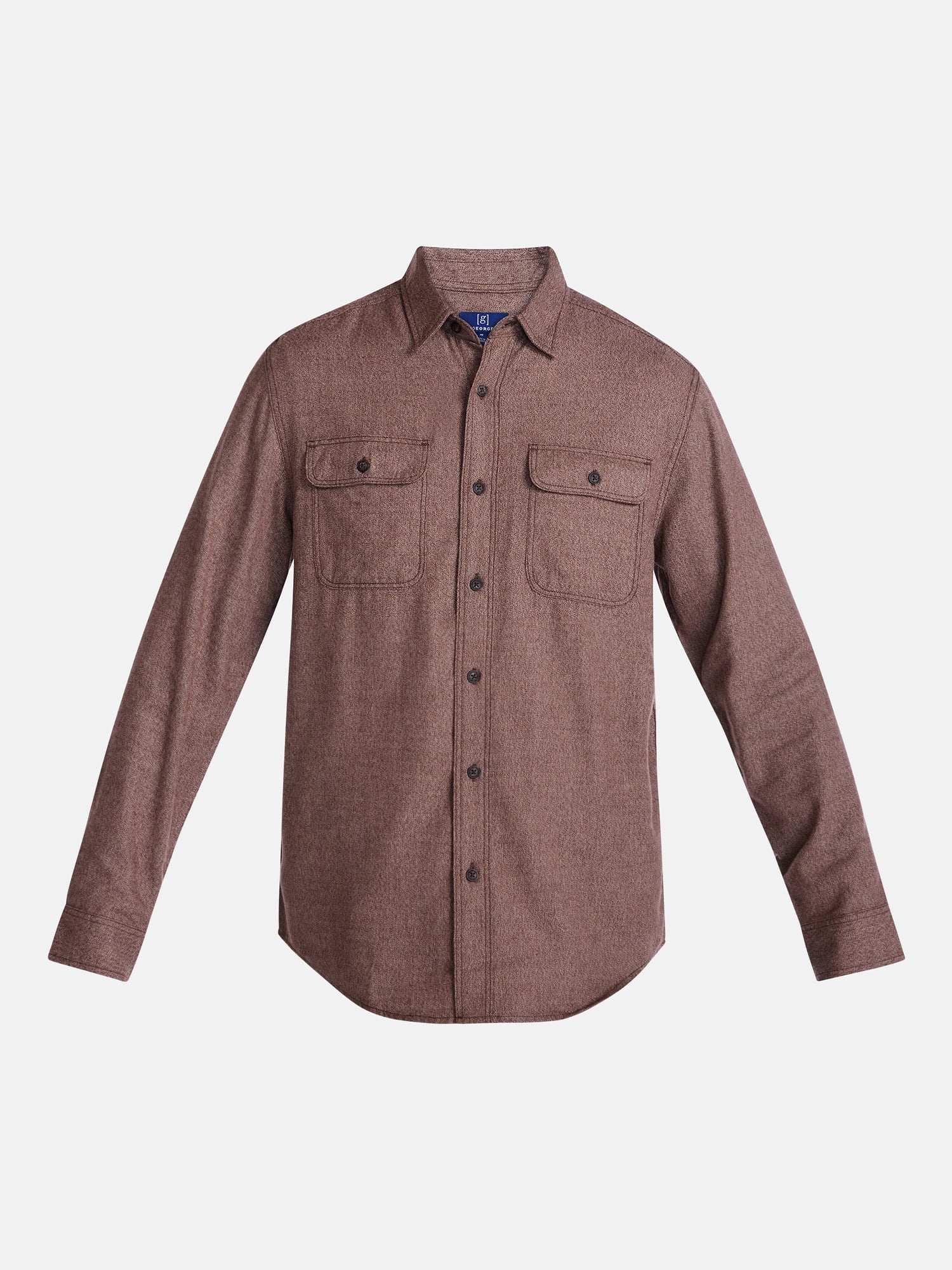 George Men's and Big Men's 100% Cotton Plaid Flannel Shirt with Long Sleeves, Sizes XS-3XL, 2XB-5XB & Tall XLT-3XLT