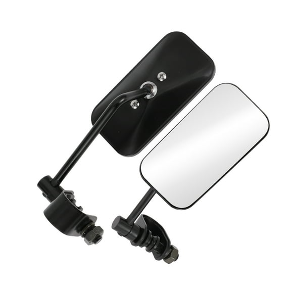 Unique Bargains 1 Set Motorcycle Rear View Mirrors Universal Iron Clear Glass Bar End Side Mirrors Mount Black Rectangle Straight Handle