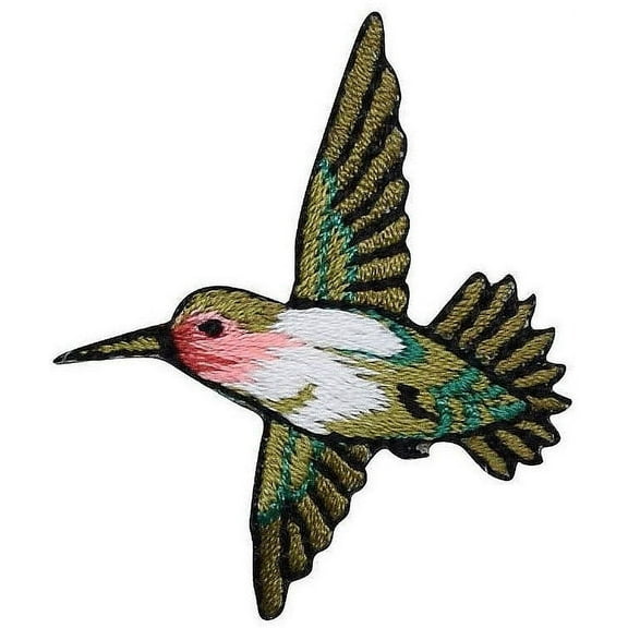 Small - Hummingbird - Ruby Red Throat - Facing LEFT - Iron on Embroidered Applique Patch