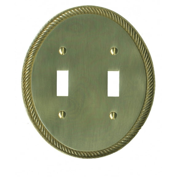 Solid Brass Switchplate Double Toggle Oval Braided Renovators Supply