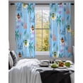 thumbnail image 3 of Desert Landscape Sheer Curtains 54 Inch Length 2 Panels Set for Living Room/Bedroom, Cute Camels Palm Trees Houses Leaves Blue Kitchen Curtains Grommet Semi-Sheer Curtains Window Treatments 42"x54"x2, 3 of 7
