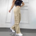 thumbnail image 4 of Karight Women's Wide Leg Sweatpants Drawstring Waist Baggy Cargo Pants Casual Trousers with Pockets, 4 of 8