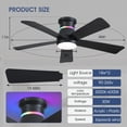 thumbnail image 3 of Ventilador de techo Surtime de 46" negro con LED RGB y montaje al ras, 3 of 8