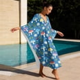 thumbnail image 4 of SEANATIVE Kaftan Dresses for Women Plus Size Beach Cover Up Loose Kaftan Caftan Maxi Dress Loungewear Lightweight Flowey Coverups for Summer Beach Pool, Cartoon Mushroom Daisy Leaf Blue, 4 of 7