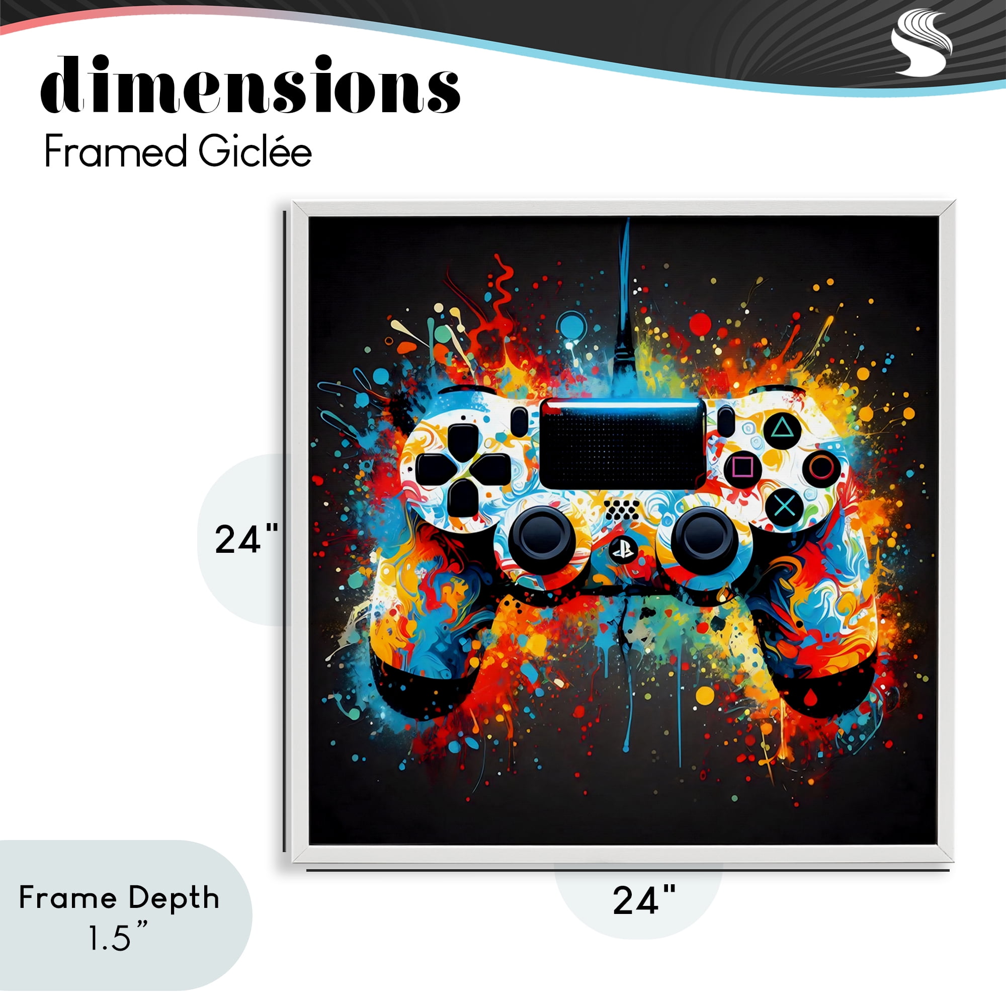 Stupell Industries Colorful Controller Swirl White Framed Giclee Art, design by Creative Studio