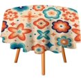 thumbnail image 6 of Boho Floral Round Tablecloth,Colourful Hand Painted Abstract Floral Geometric Art Aesthetics Prints Waterproofing Clean Easy Tablecloth for Kitchen Restaurant Outdoor Picnic Party 60in, 6 of 6