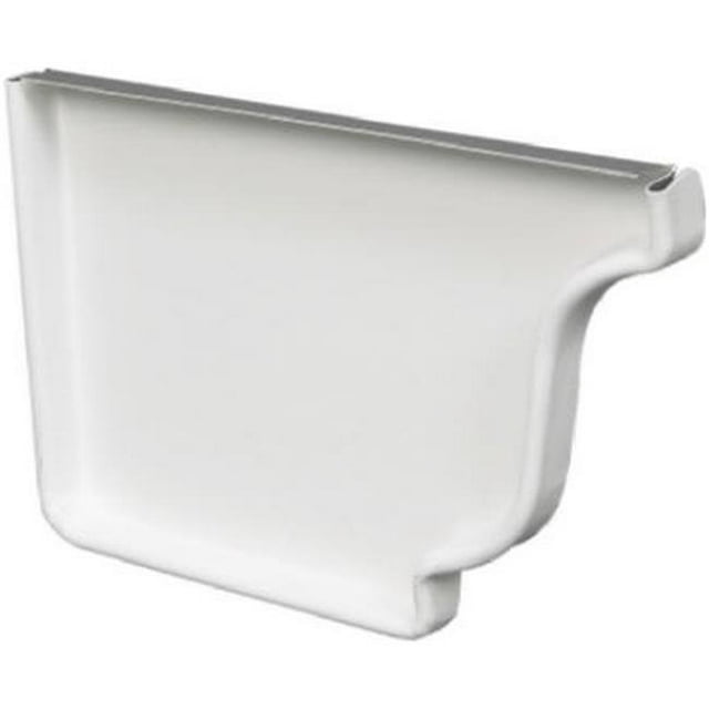Amerimax Home Products 19005 Left End Gutter Cap- White Galvanized Steel - 4 in