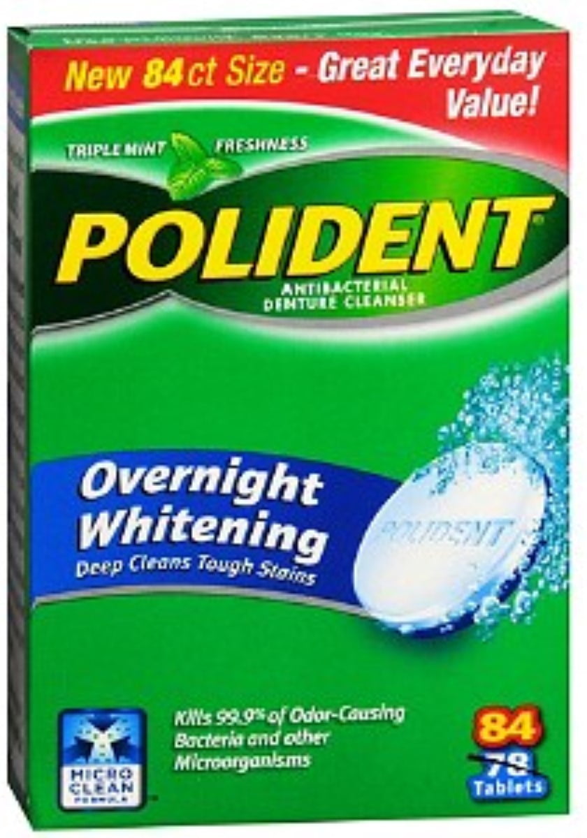 Polident Overnight Whitening, Antibacterial Denture Cleanser, Triple ...