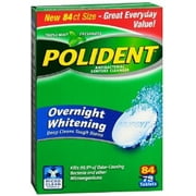 Polident Overnight Whitening, Antibacterial Denture Cleanser, Triple Mint Freshness 84 ea (Pack of 2)