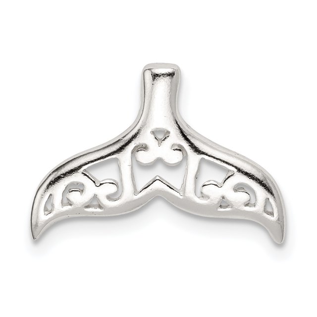 925 Sterling Silver Filigree Whale Tail Fish Mermaid Floating Open Chain Slide Pendant Necklace Charm Omega Sea Life