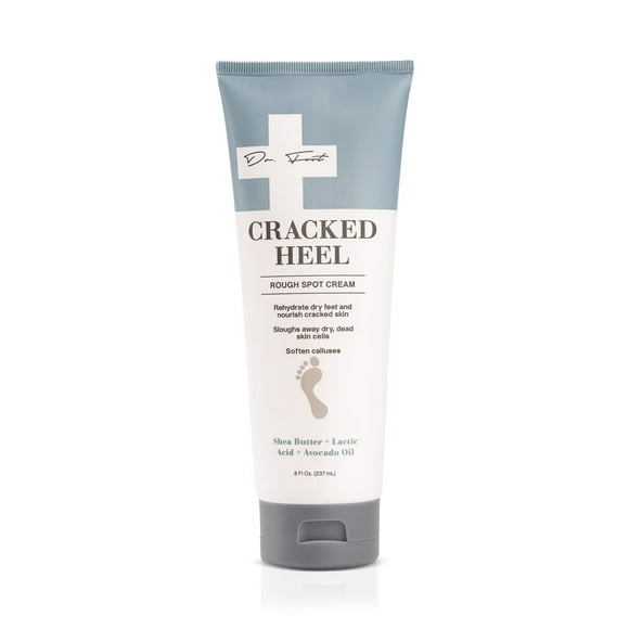Dr. Foot Crema reparadora de talón agrietado 8 onzas líquidas - Loción hidratante con manteca de karité y ácido láctico suaviza los callos y la piel seca en los pies