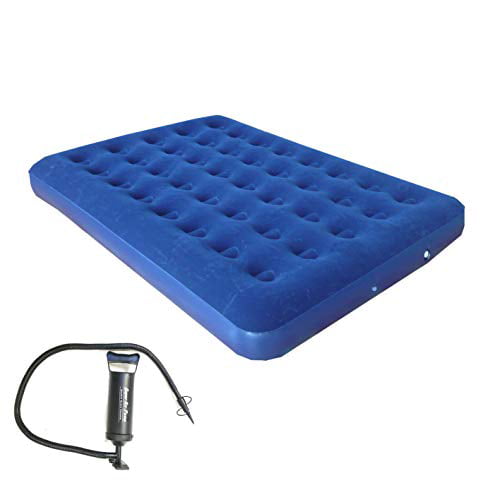 Zaltana Queen Size Air Mattress AMQ+AP3+PL1x2 78X60X9 with Double Action Hand Pump & 2 Inflatable Pillow Combo 