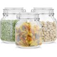thumbnail image 2 of czcpp-Airtight Glass Jars with Lids Set of 3. 32oz Glass Jar with Lid and 6 Silicone Seals! Med Glass Food Storage Containers. Square Mason Jar, Candy Jar, Sugar Jar, Pasta Containers for Pantry, 2 of 4