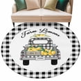 thumbnail image 2 of Summer Lemon 6ft Round Rugs, Watercolor Truck Black Plaid Checkered Washable Non-Slip Area Rugs for Living Room Bedroom Kitchen, Soft Low Pile Dining Room Kicthen Circle Carpet, Indoor Floor Rug, 2 of 9