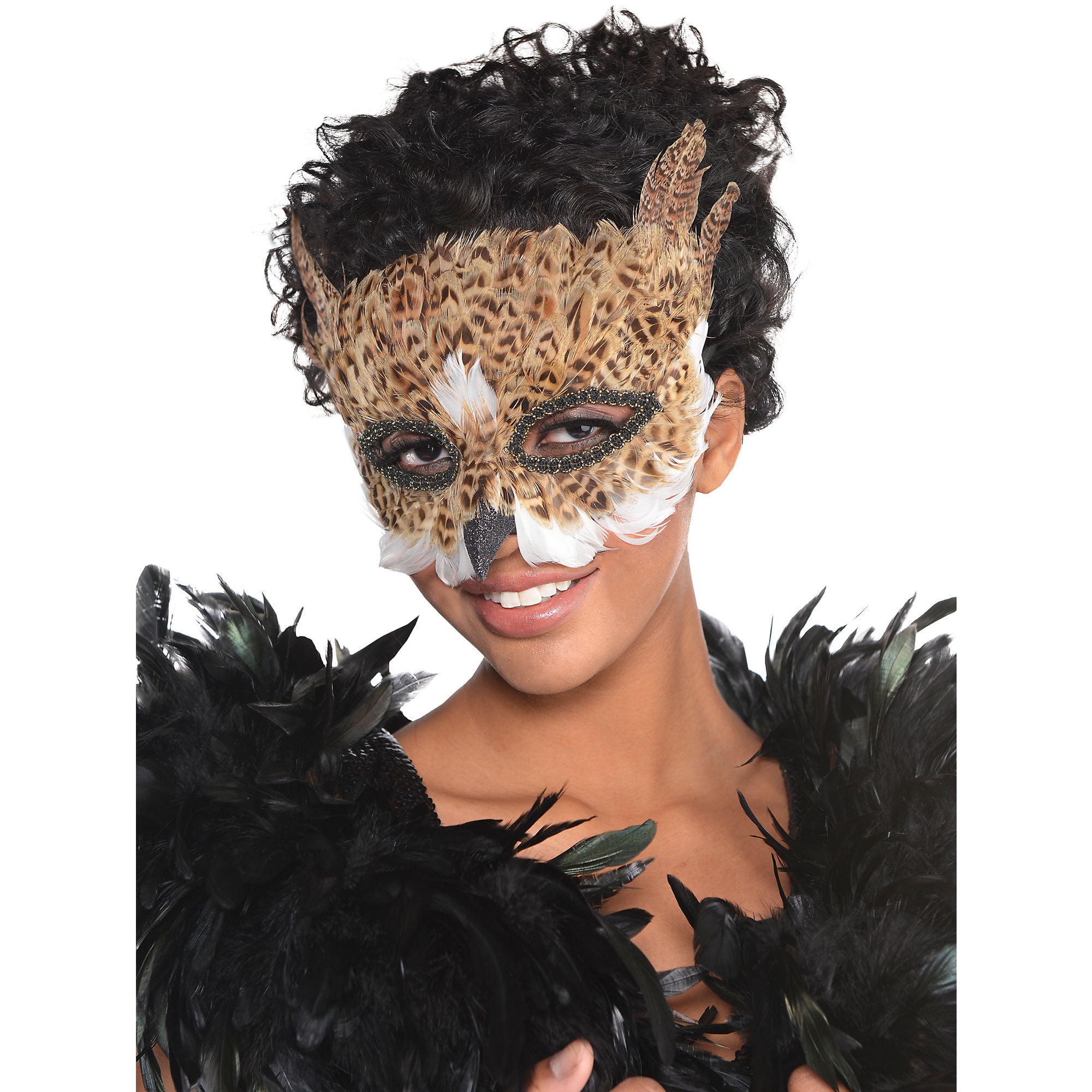 #ADULT OWL FEATHER EYE MASK FANCY DRESS COSTUME ACCESSORY CARNIVAL 