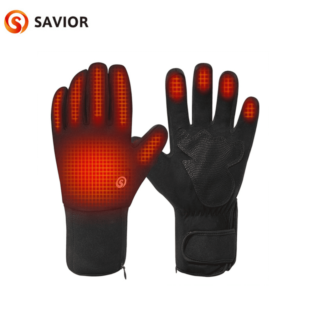 Savior Heat Full Finnger Winter Skiing Gloves Electric Heated Glove for Men Women Rechargeable Battery Waterproof Hand Warmer Winter Cycling Riding