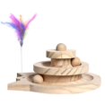thumbnail image 1 of Juguete para gatos, palo divertido para gatos, juguete interactivo con plumas, tocadiscos de madera para gatos, bola de pista circulante, 1 of 5