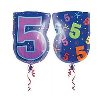 20 inch Number 5 - Multi-Color Anagram Foil Mylar Balloon - Party Supplies Decorations
