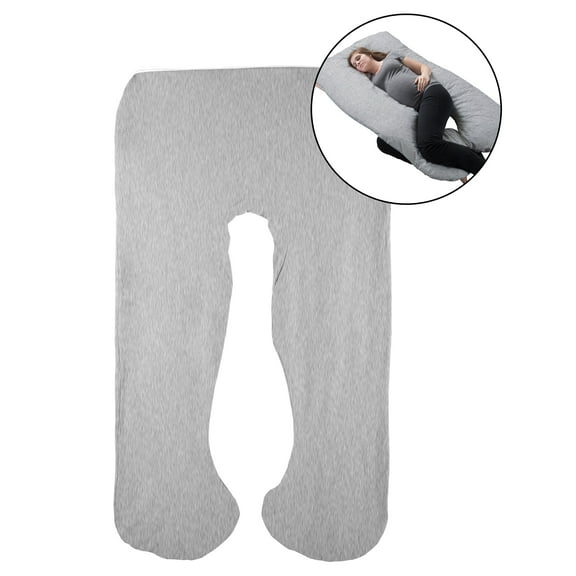 Lavish Home 60-inch U-Shaped Cotton Full Body and Maternity Pillow Cover (Gray/Adult)