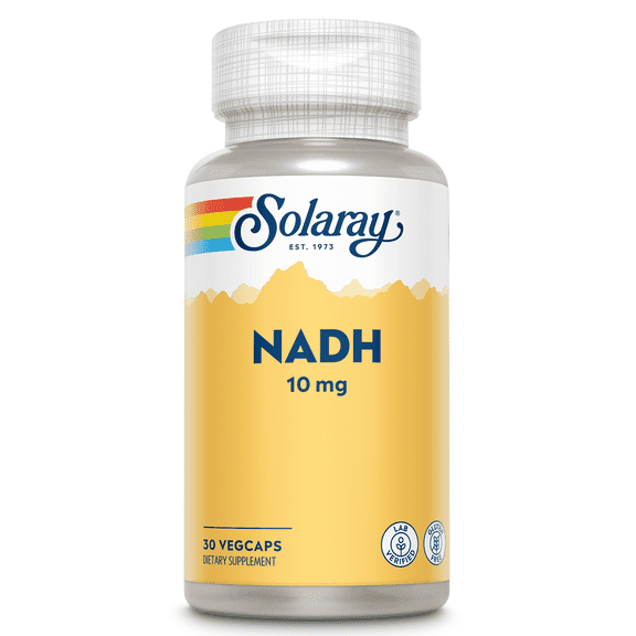 SOLARAY NADH 10 mg - Active Form of Niacin, Reduced NAD Supplement - Cofactor in Cellular Energy Pathways - Lab Verified, Gluten Free, 60-Day Guarantee - 30 Servings, 30 VegCaps