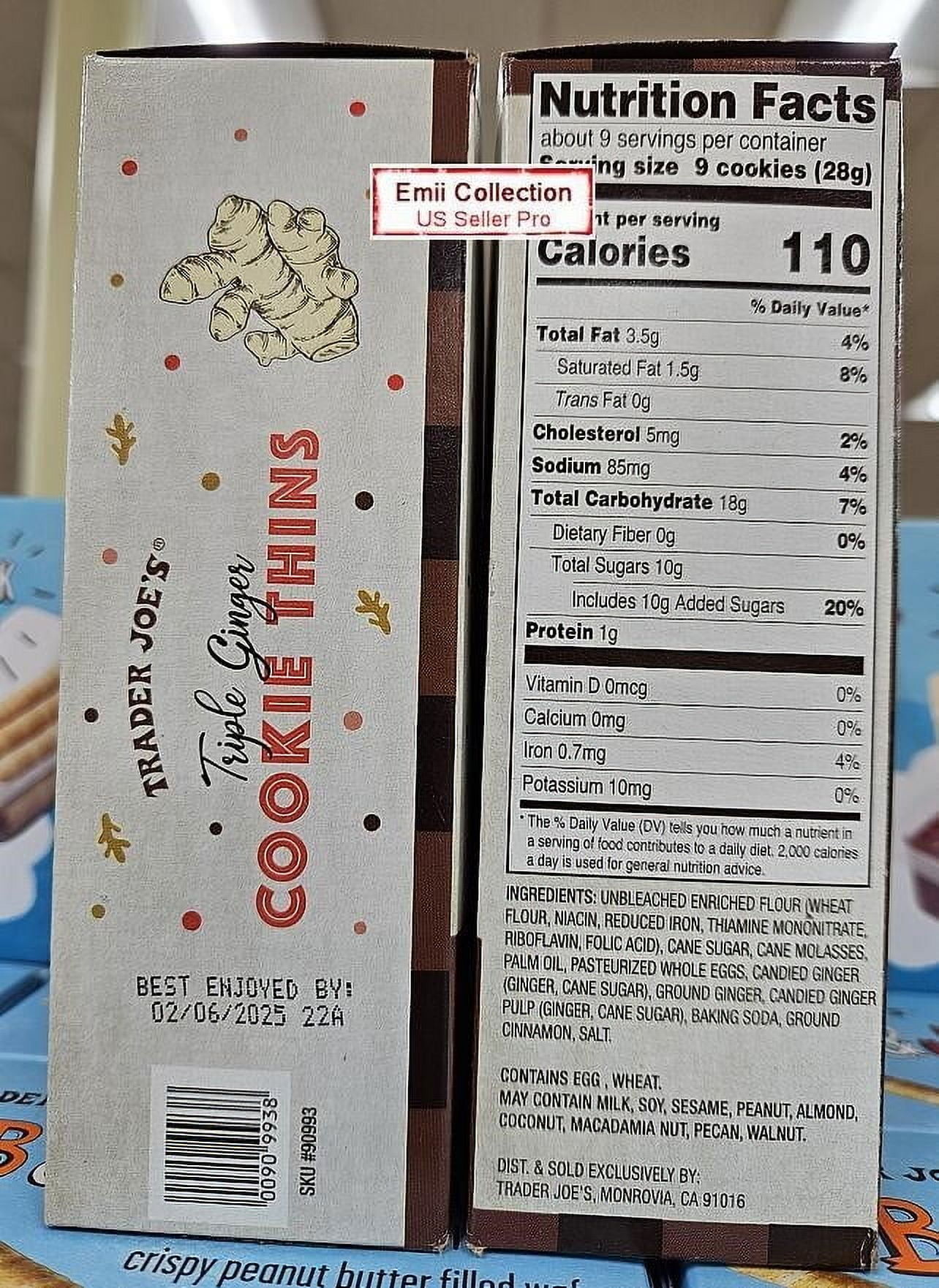 Trader Joe's Triple Ginger Cookies Thins 9oz 255g (2 Boxes