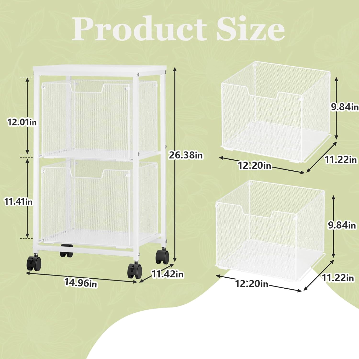 Rolling File Cart with 2 Storage Drawers,Under Desk Storage,Hanging File Folder Organizer with Wheels, Filing Cabinet Mobile Printer Stand Utility Craft Cart for Home Office,White