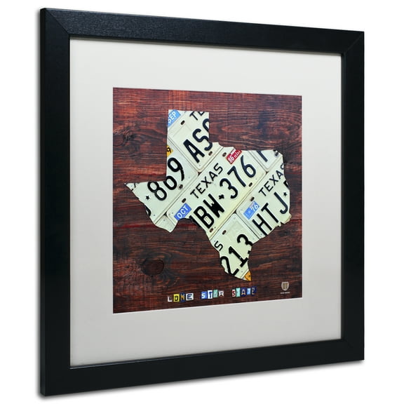 Trademark Fine Art 'Texas License Plate Map Large' Canvas Art by Design Turnpike, White Matte, Black Frame