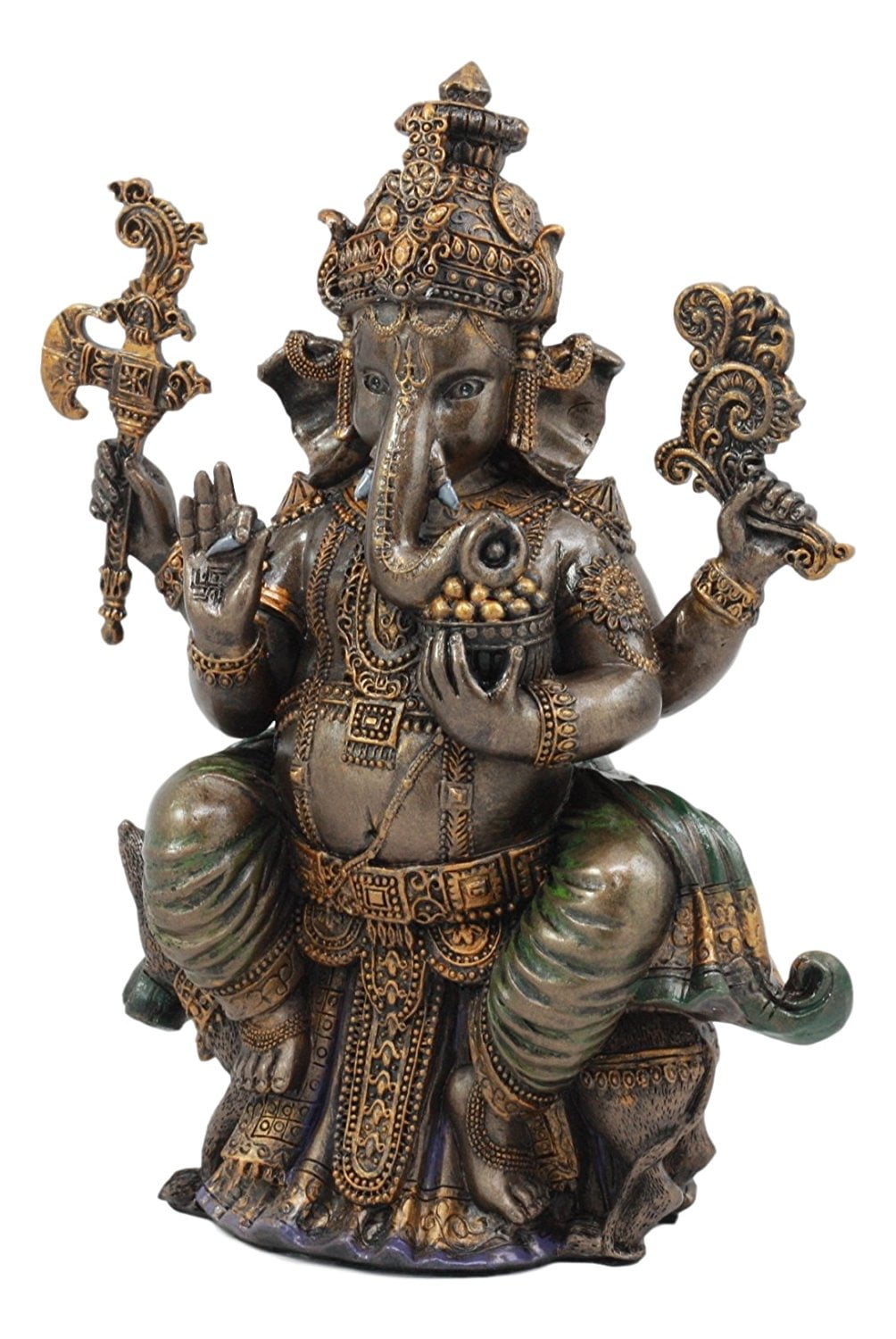 Ebros Hindu Lord Ganesha Sitting On Throne Statue Elephant God Hoysala