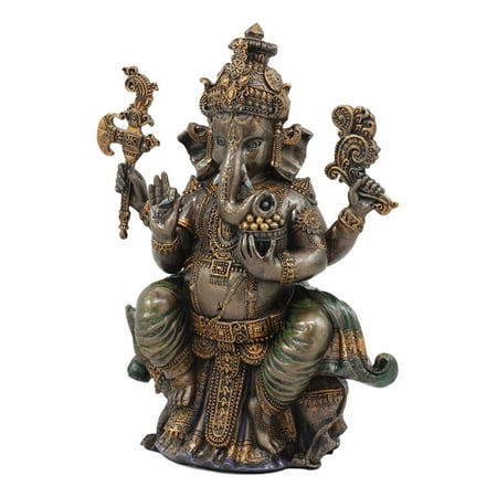 Ebros Hindu Lord Ganesha Sitting On Throne Statue Elephant God Hoysala Empire Ganapati Decorative