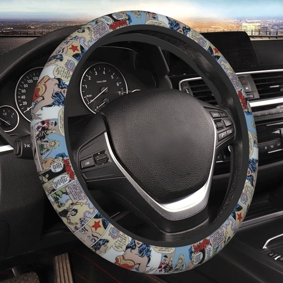 Won-Der Wo-Man Steering Wheel Cover Elastic Stretch Breathable Vehicle Steering Wheel Protector Car Interior Accessories
