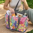 thumbnail image 2 of Pzuqiu Cactus Floral Embroidery Women's Large Capacity Reversible Quilted Tote Bag, Vintage Lightweight Grey Shoulder Hobo Handbag for Work Travel Shopping College Everyday Use, 2 of 7