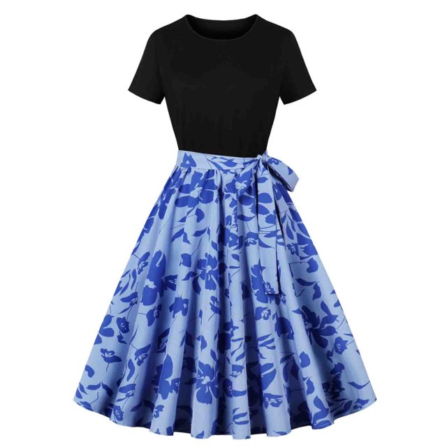 Vestido de Manga Larga Impreso Vestido Casual con Cuello en V para las Mujeres, Moda Verano Y Primavera de Uso Diario, Vestido Corto de Verano