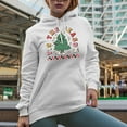 thumbnail image 2 of Tis the Season, Retro Christmas Tree with Lights Art Merch Gift, White Hooded Sweatshirt or Hoodie, Small, 2 of 5