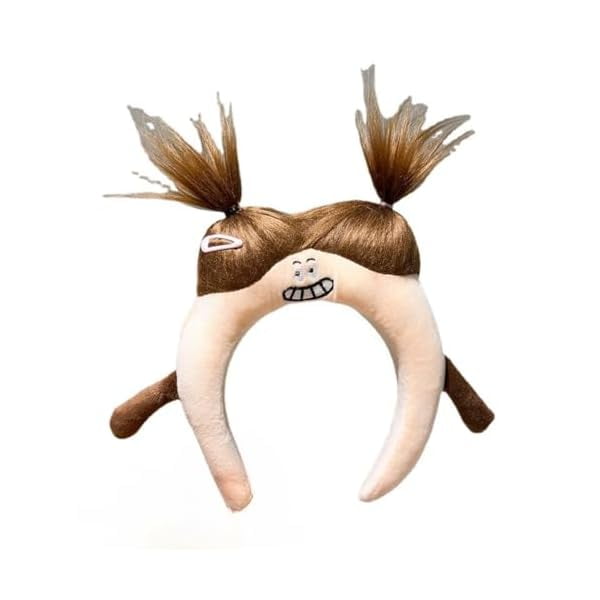 wonima11 Cute Headbands for Women Sponge Puffy Skincare Makeup Headband Beauty Spa Headband for Washing Face DIY Novelty Funny Gifts (Beige-Brown hair)