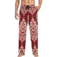 thumbnail image 4 of Men's Pajama Pants with Pockets Sleepwear Lounge Pants Stretch Casual Red Damask Floral on Christmas, 4 of 7
