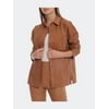 Avec Les Filles COGNAC Women's Faux Leather Button Down Shirt, US Small