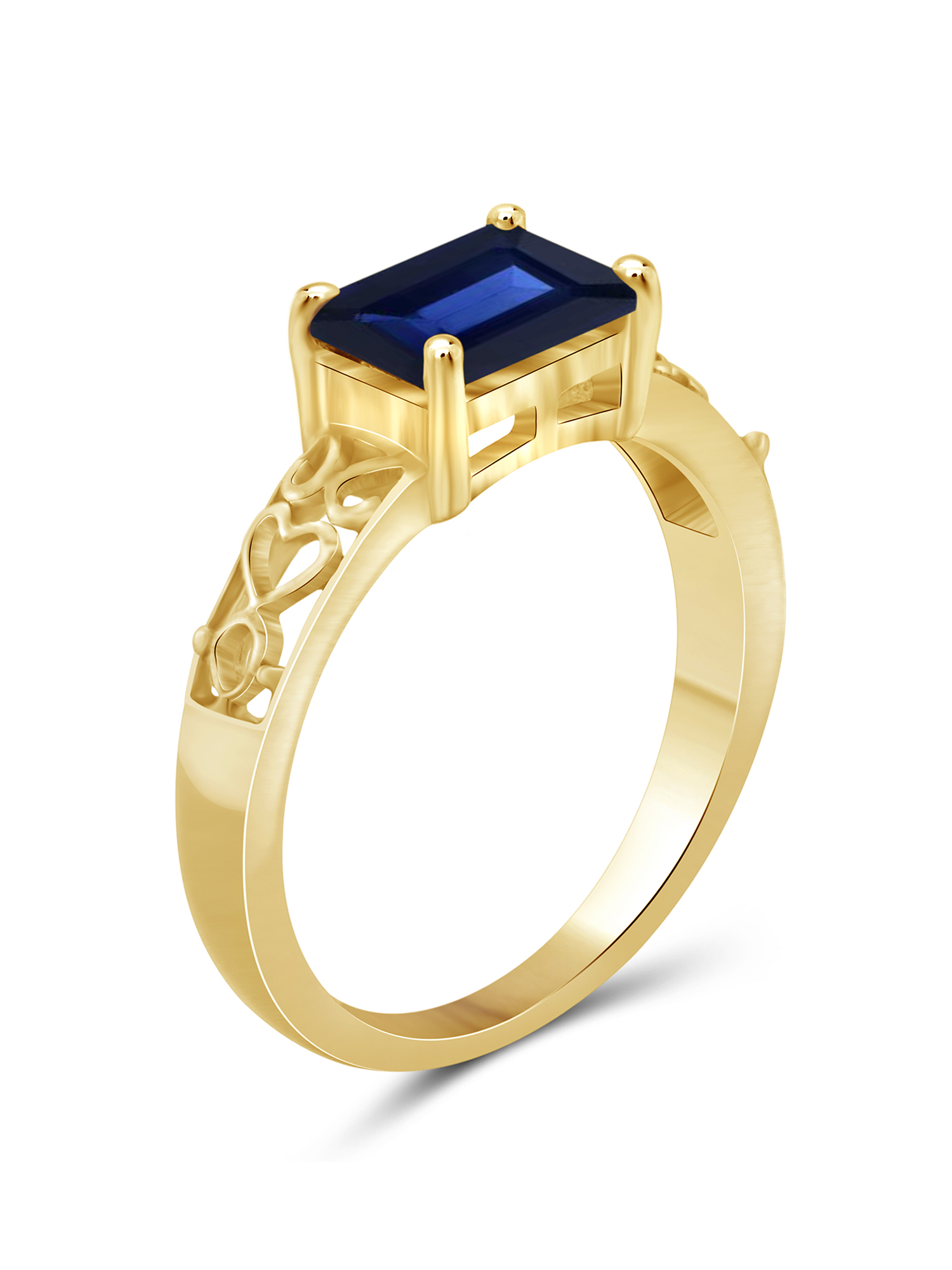 JewelersClub Sapphire Ring Birthstone Jewelry – 2.00 Carat Sapphire 14K Gold Plated Silver Ring Jewelry – Gemstone Rings with Hypoallergenic 14K Gold Plated Silver Band